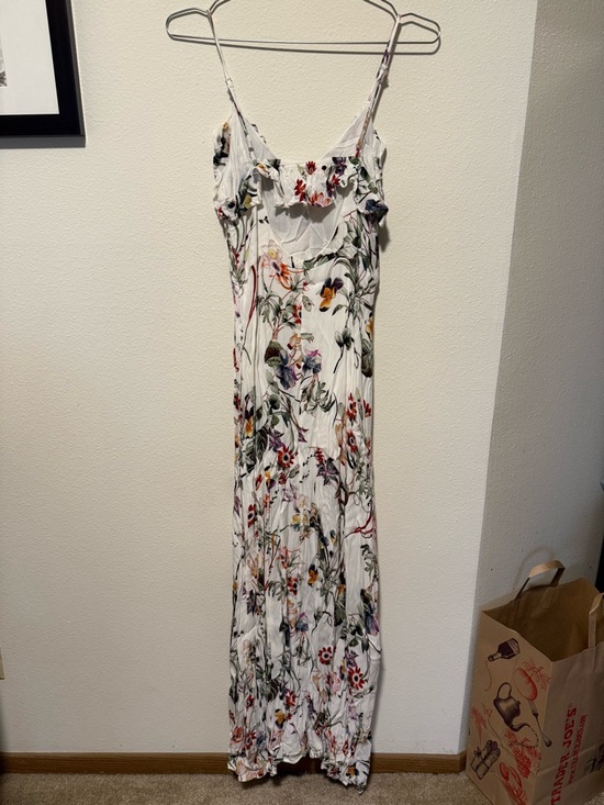 Lulu's White Floral Maxi Dress with Multicolor Botanical Print - Picture 4 of 6